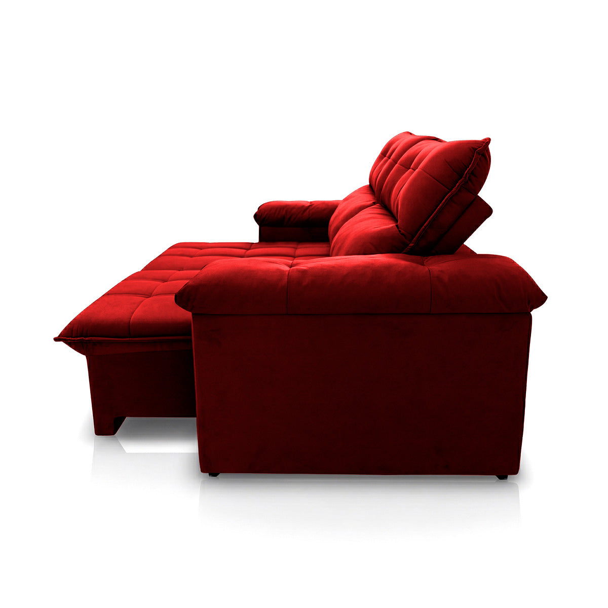 Sofá Retrátil Reclinável Verona 1,80m Suede Velut Vermelho Molas Ensacadas
