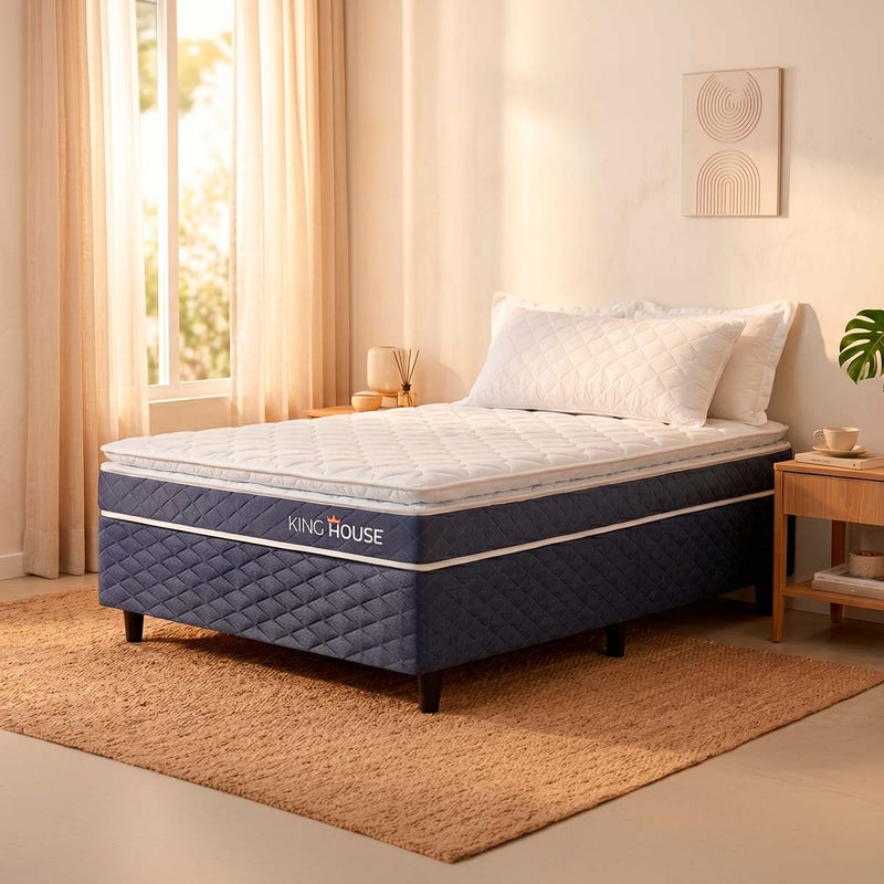 Cama Box Azul Durban Azul D28 Solteirão 96x203