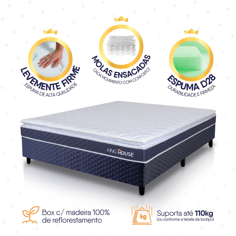 Cama Box Azul Durban Azul D28 Casal 138x188