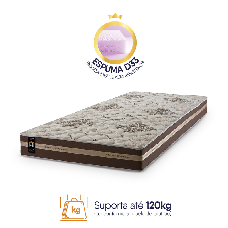 Colchão Indiana Solteiro Ortopédico Firme Espuma D33 Antialérgico Marrom 88x188