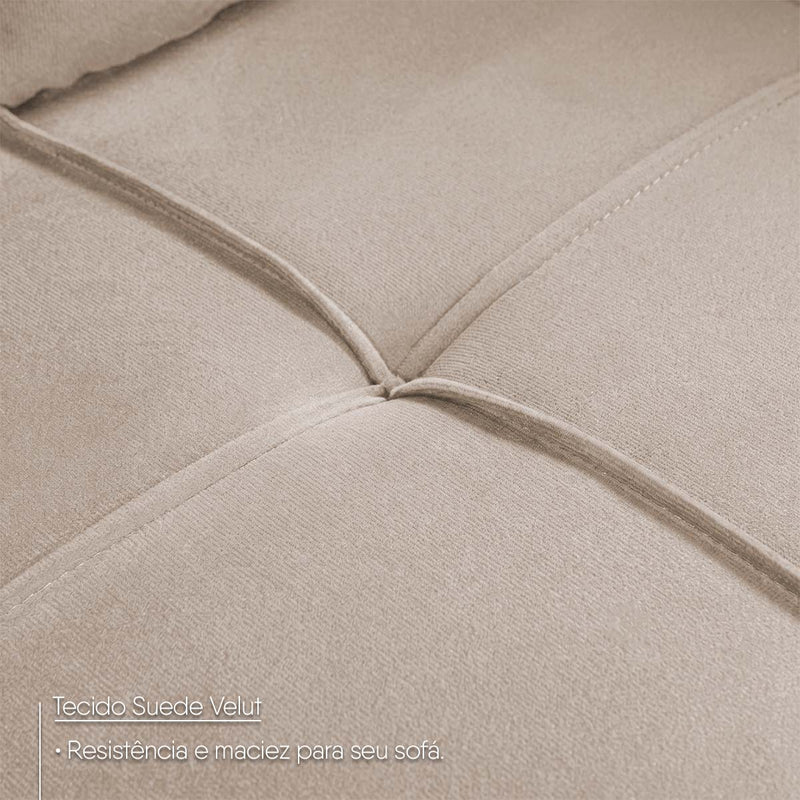 Sofá de Canto com Chaise Ibarra Suede Velut Bege