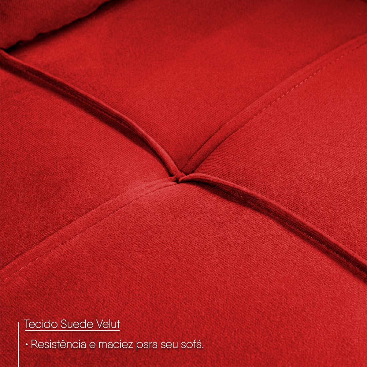 Sofá de Canto com Chaise Ibarra Suede Velut Vermelho