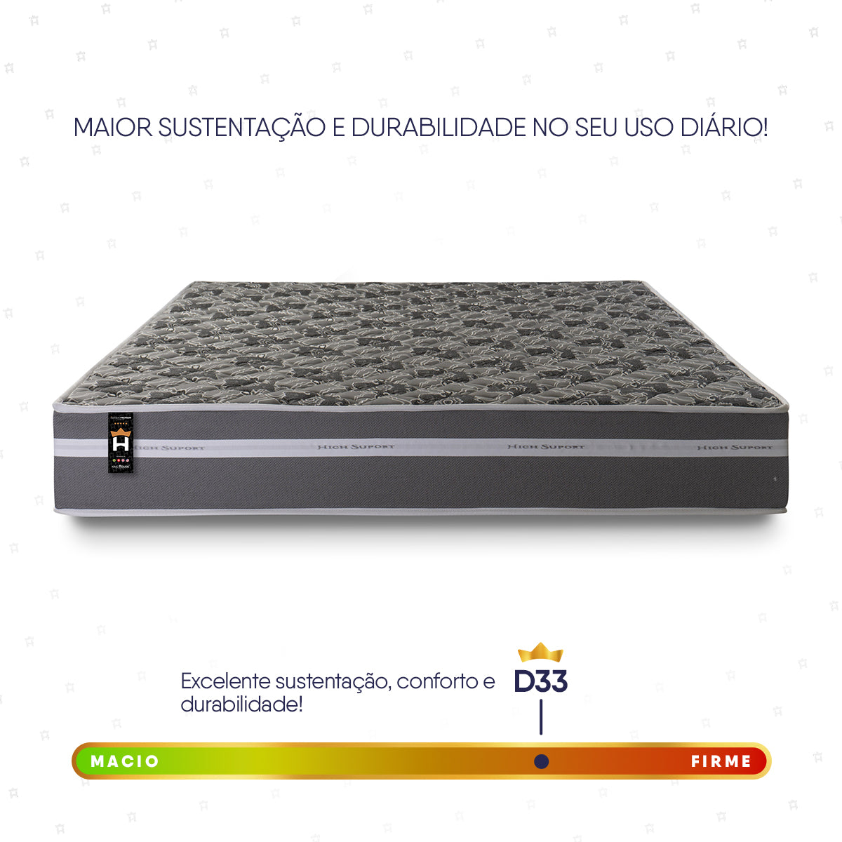 Colchão Espuma D33 Miami Casal 138x188x24 Cinza