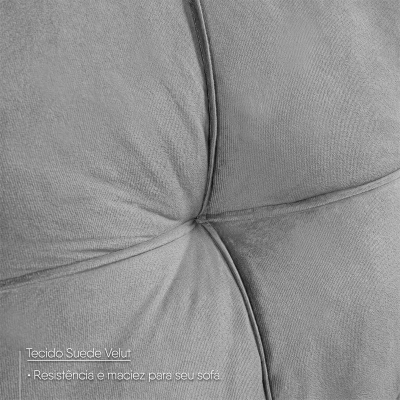 Sofá de Canto com Chaise Ibarra Suede Velut Cinza