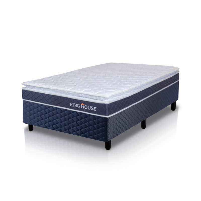 Cama Box Azul Durban Azul D28 Solteirão 96x203