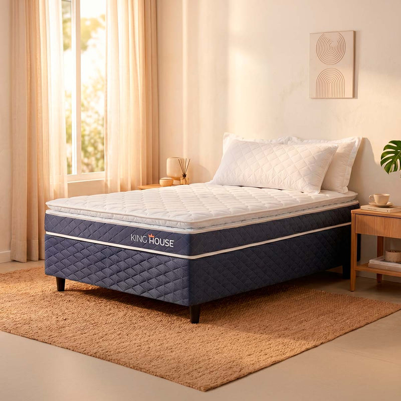 Cama Box Azul Durban Azul D28 Solteiro 88x188