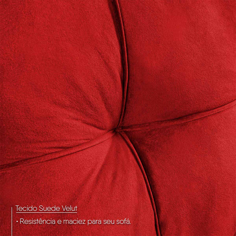 Sofá de Canto com Chaise Ibarra Suede Velut Vermelho