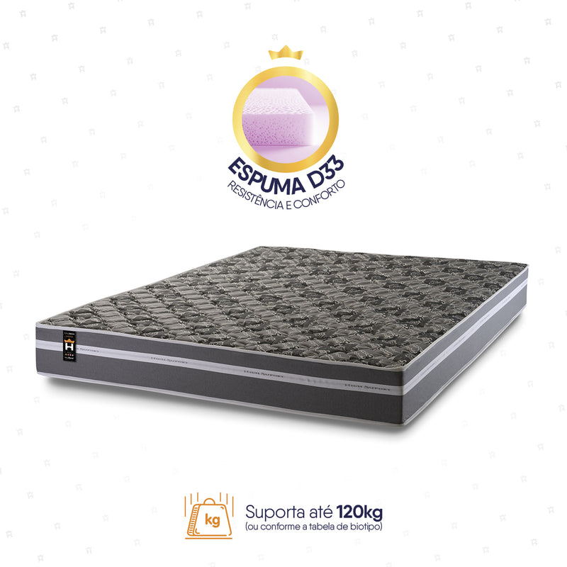 Colchão Espuma D33 Miami Casal 138x188x24 Cinza