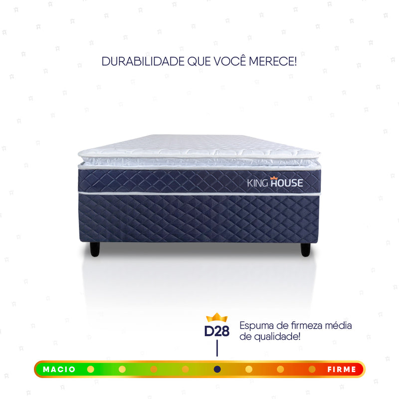 Cama Box Azul Durban Azul D28 Solteirão 96x203