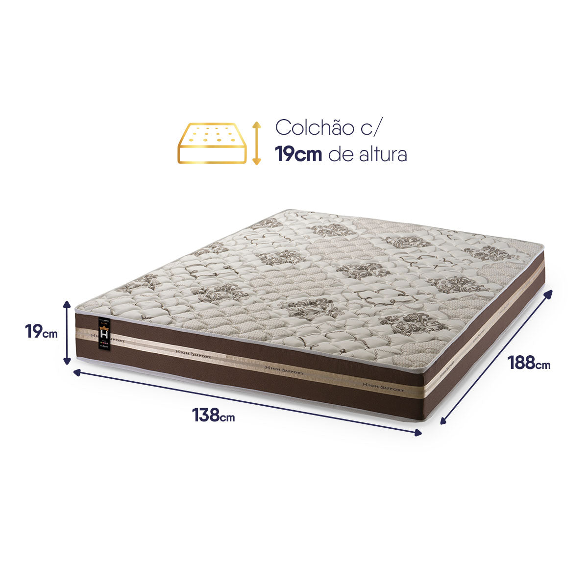 Colchão Indiana Casal Ortopédico Firme Espuma D33 Antialérgico Marrom 138x188