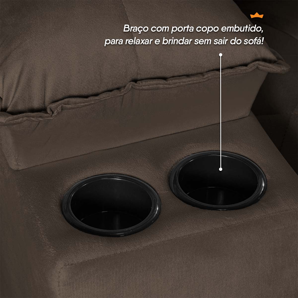 Sofá Veneza 2,40m Retrátil Reclinável Marrom USB e Porta Copos