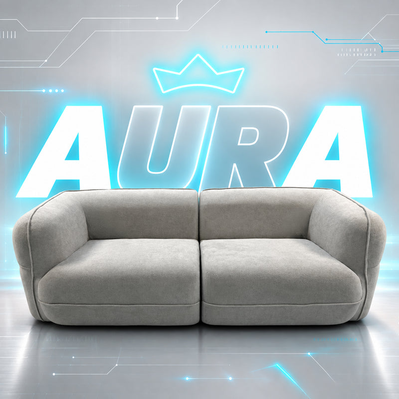 Sofá Orgânico Aura Espuma á Vácuo 2,00m Bouclê Cinza