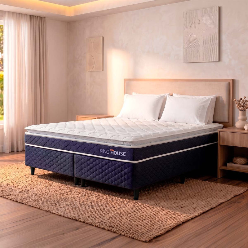 Cama Box Azul Durban Azul D28 King 193x203