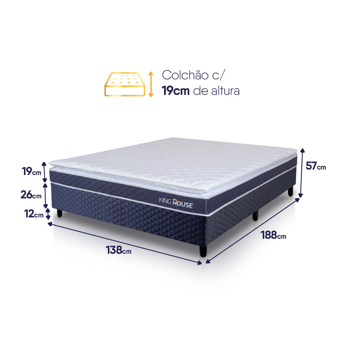 Cama Box Azul Durban Azul D28 Casal 138x188