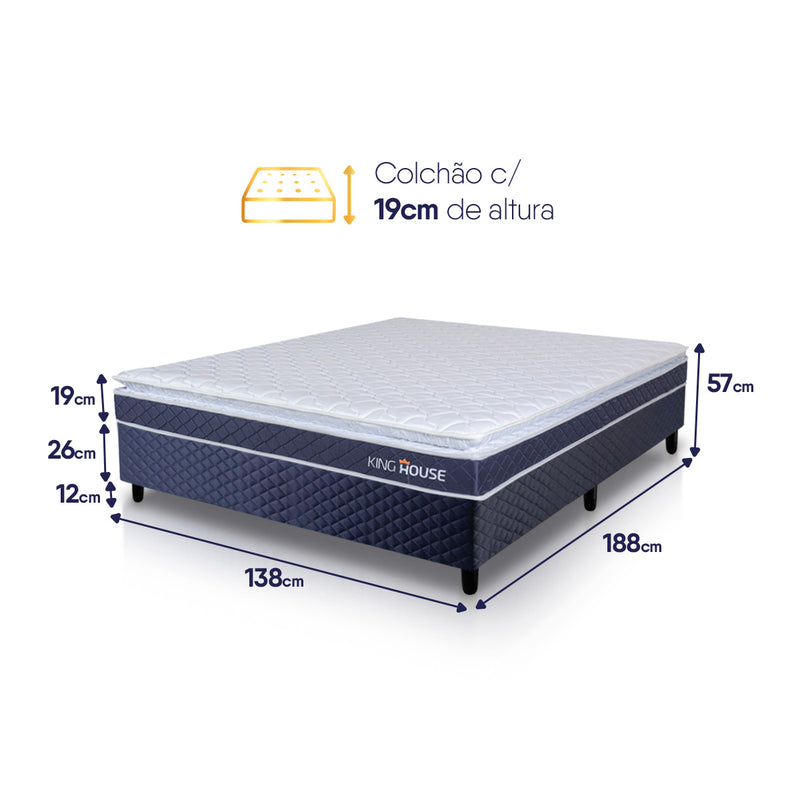 Cama Box Azul Durban Azul D28 Casal 138x188