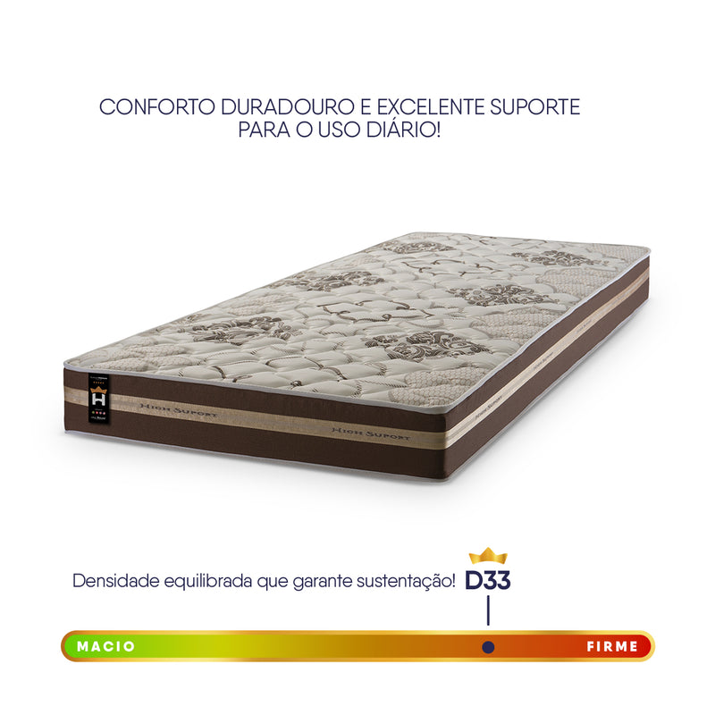 Colchão Indiana Solteiro Ortopédico Firme Espuma D33 Antialérgico Marrom 88x188