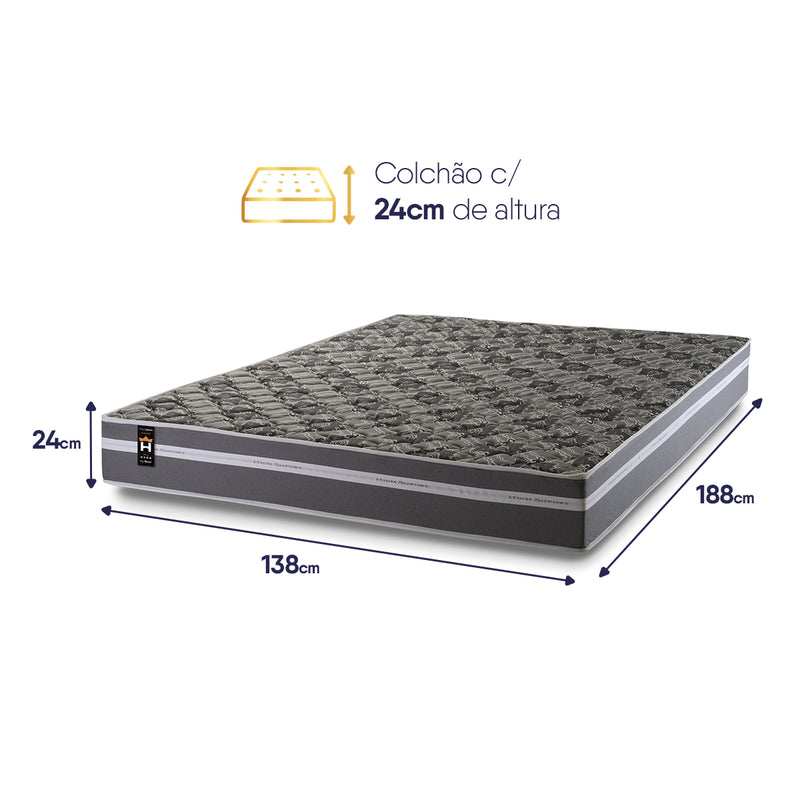 Colchão Espuma D33 Miami Casal 138x188x24 Cinza