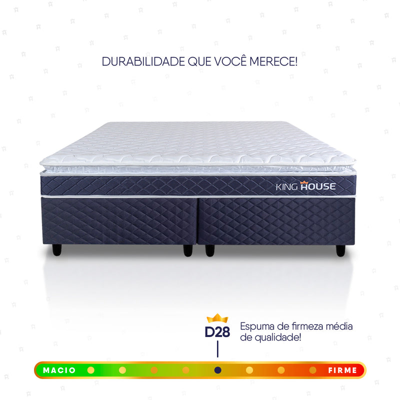 Conjunto Box Azul Durban Azul Espuma D28 Queen 158x198x57