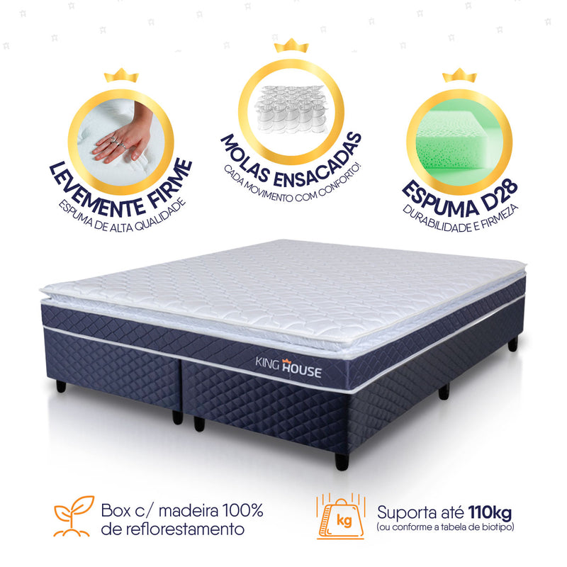 Cama Box Azul Durban Azul D28 King 193x203