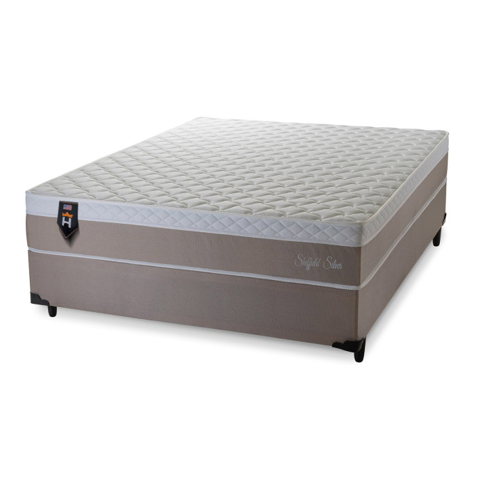 Conjunto Cama Box Casal Sheffield 138x188x65 Bege Molas Ensacadas 