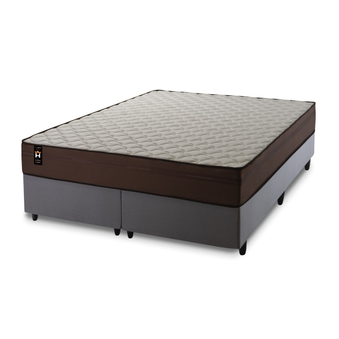 Conjunto Cama Box Espuma Atlanta Marrom King 193x203x62