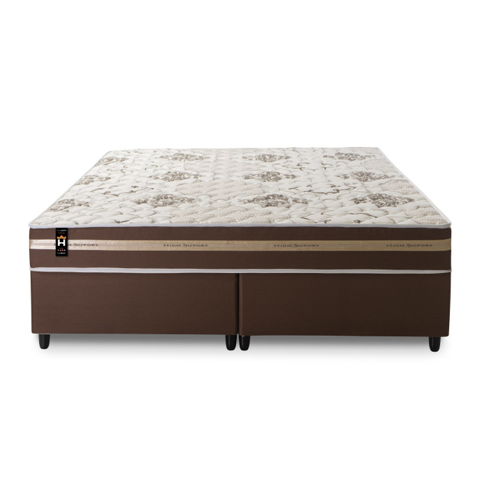 Conjunto Cama Box Espuma Chicago Marrom King 193x203x57
