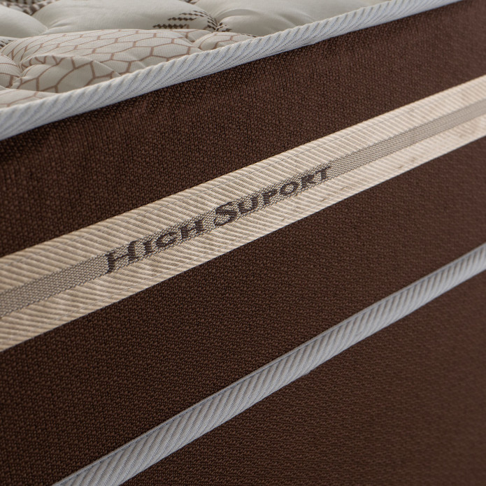 Conjunto Cama Box Espuma Espuma Chicago Marrom King 193x203x57