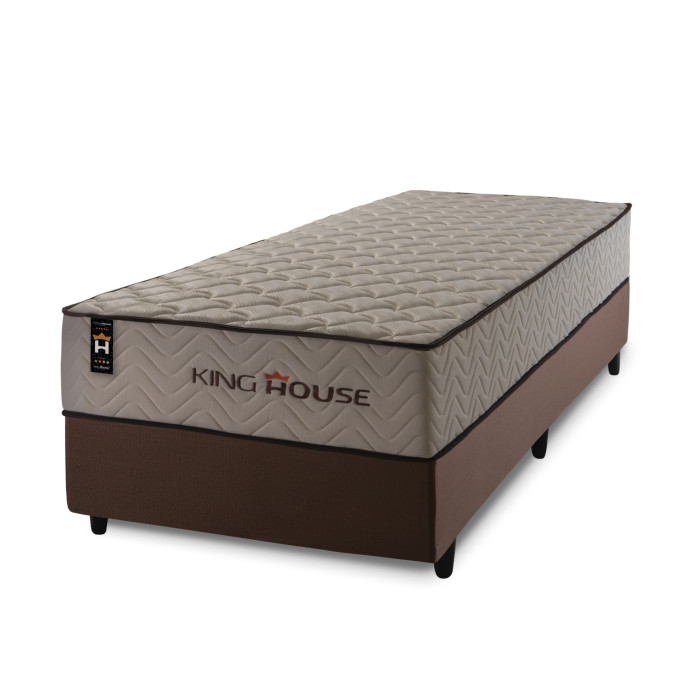 Conjunto Cama Box Espuma San Diego Bege Solteiro 96x203x67