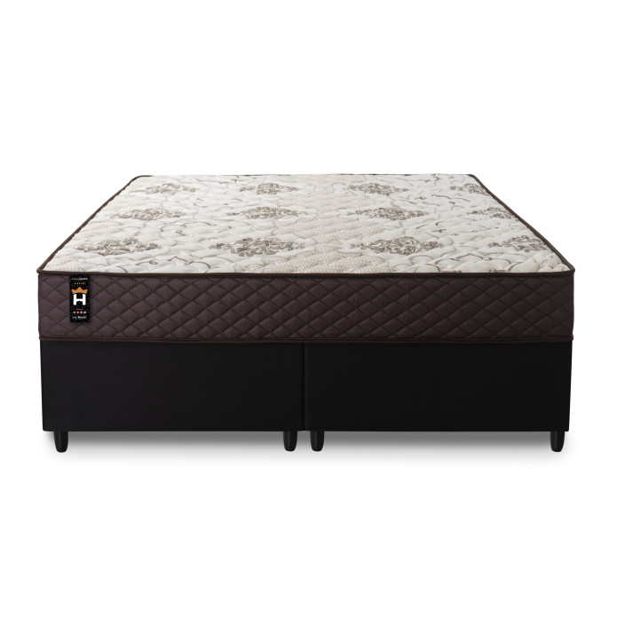 Conjunto Cama Box Molas Ensacadas Allura Marrom Queen 158x198x58