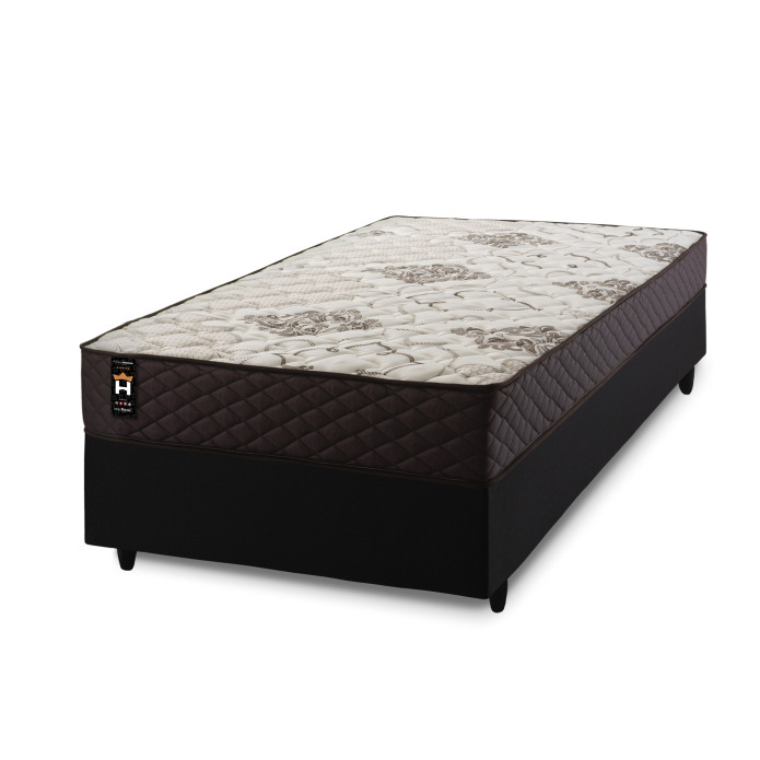 Conjunto Cama Box Molas Ensacadas Allura Marrom Solteiro 88x188x58