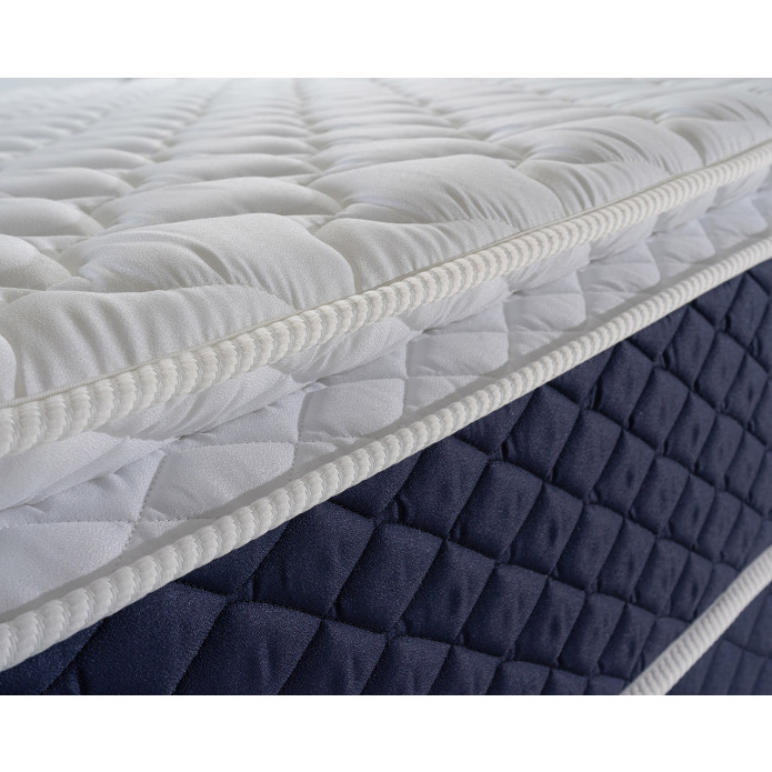 Conjunto Cama Box Molas Ensacadas Lagras Azul Queen 158x198x66