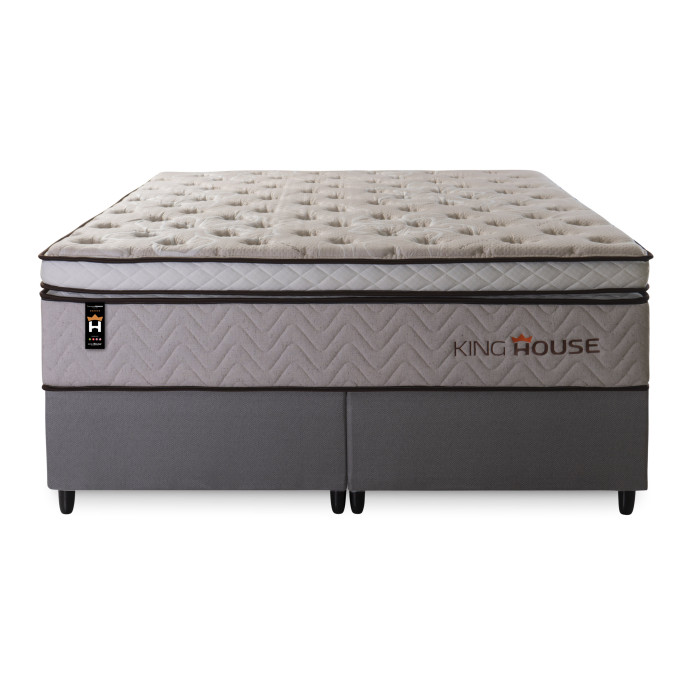 Conjunto Cama Box Molas Ensacadas Liverpool Bege King 193x203x73