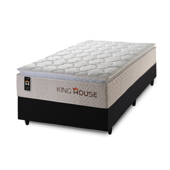 Conjunto Cama Box Molas Ensacadas Roma Bege Solteiro 96x203x71