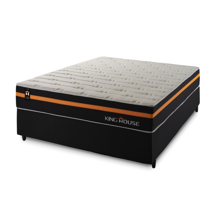 Conjunto Cama Box Molas Ensacadas Sirius Preto Casal 138x188x65