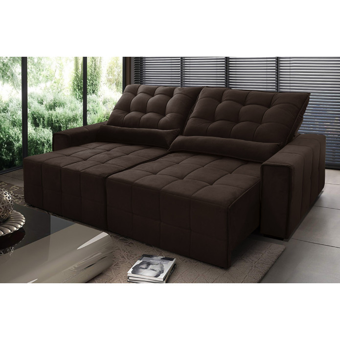 Sofá Retrátil/Reclinável Alaska Suede Velut c/ Molas no Assento - King House