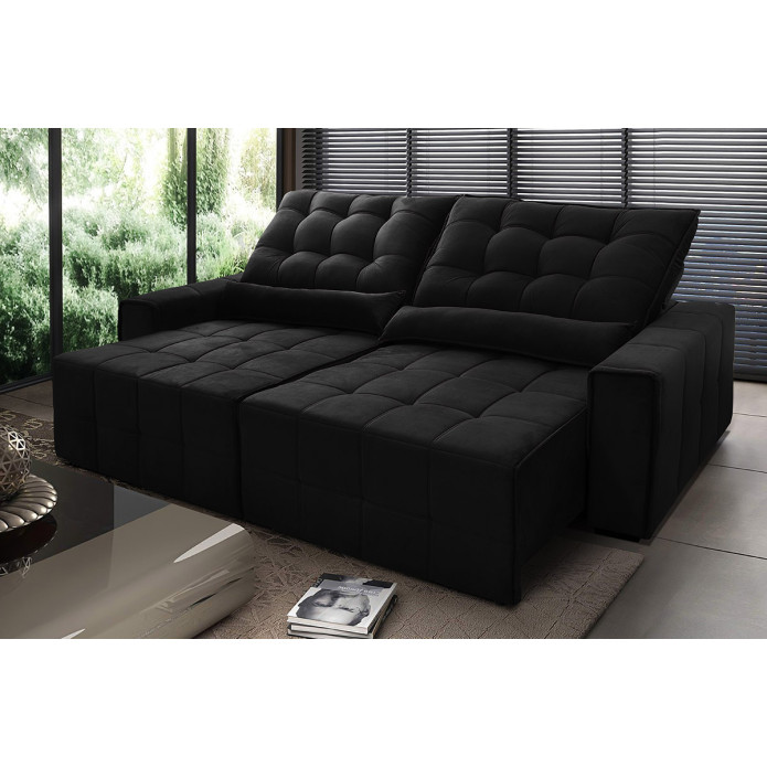 Sofá Retrátil/Reclinável Alaska Suede Velut c/ Molas no Assento - King House