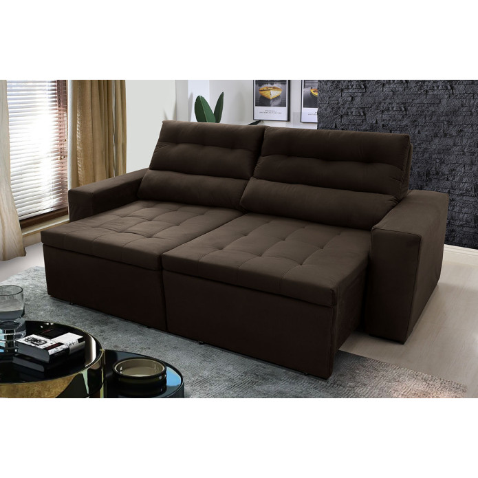 Sofá Retrátil Reclinável Arizona Suede Velut Molas no Assento - King House