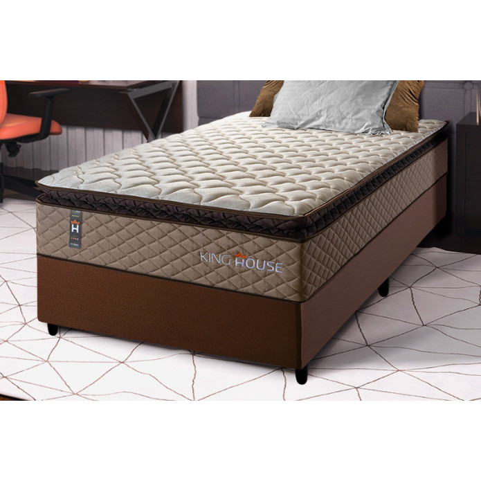 Conjunto Cama Box Espuma Atlanta Bege Solteiro 96x203x62