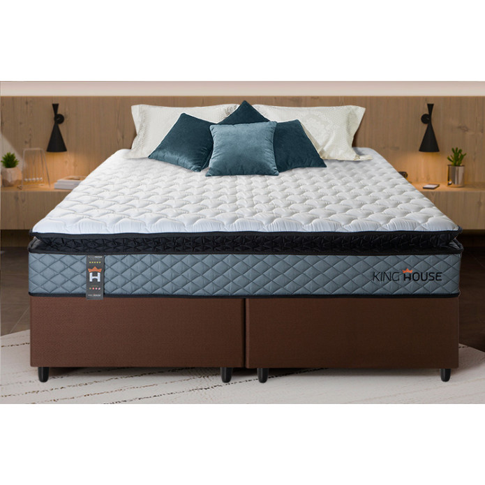 Conjunto Cama Box Espuma Chicago Cinza - King house