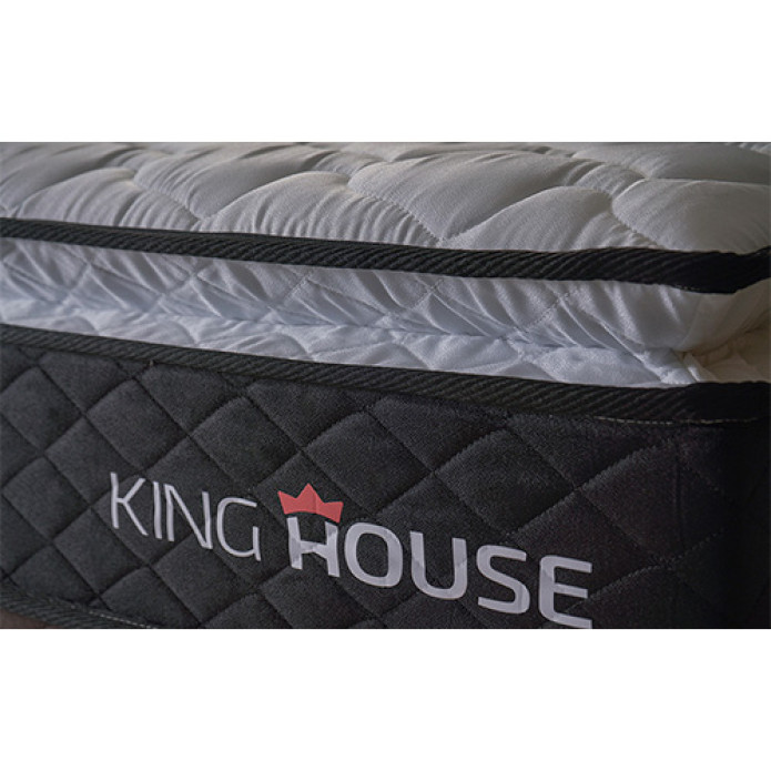 Conjunto Cama Box Casal Dakota Preto 138x188x57 Espuma D33