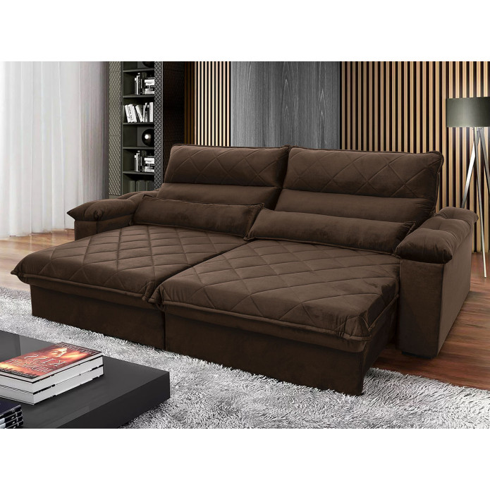 Sofá Retrátil/Reclinável Grécia Suede Velut c/ Molas no Assento - King House