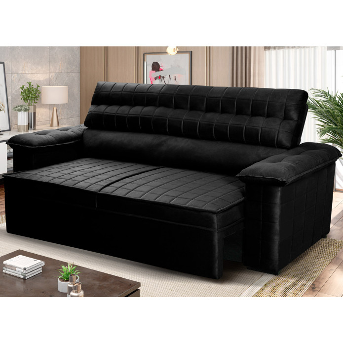 Sofá Retrátil Reclinável com molas Quantum Suede Velut - King House