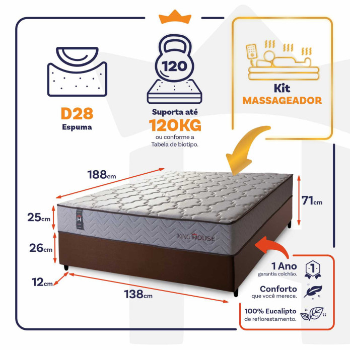 Conjunto Cama Box Magnético Casal Soft Relax Bege 138x188x63