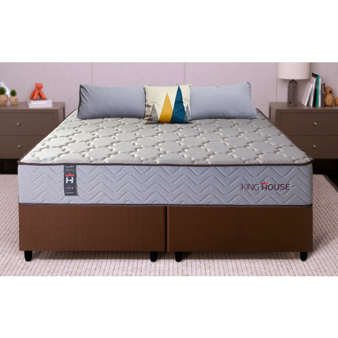 Conjunto Cama Box Magnético Queen Soft Relax Bege 158x198x63