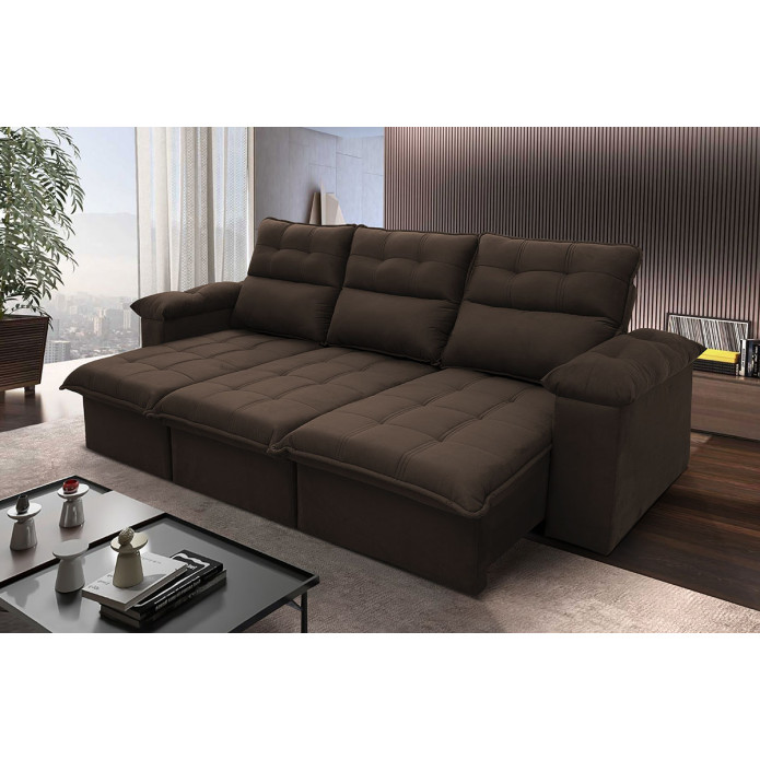 Sofá Retrátil Reclinável Verona Suede Velut Molas Ensacadas - King House