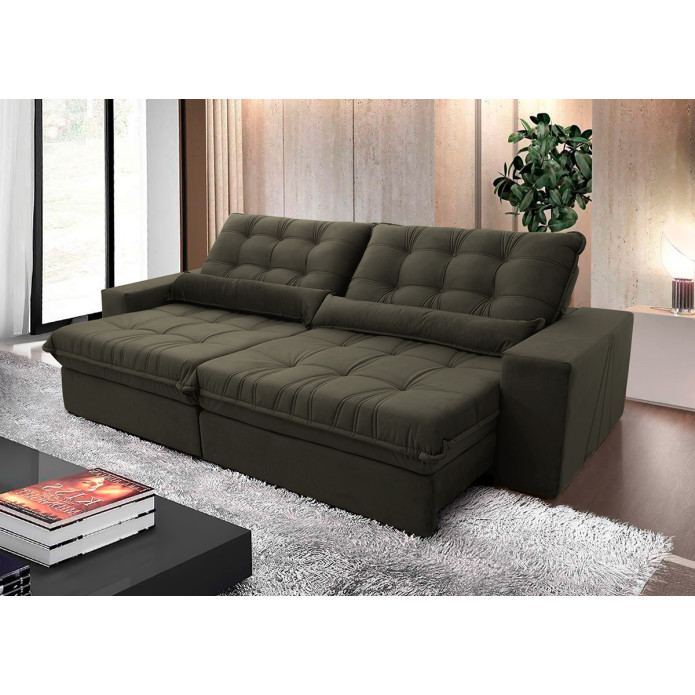 Sofá Retrátil/Reclinável Zurique Suede Velut c/ Molas no Assento - King House