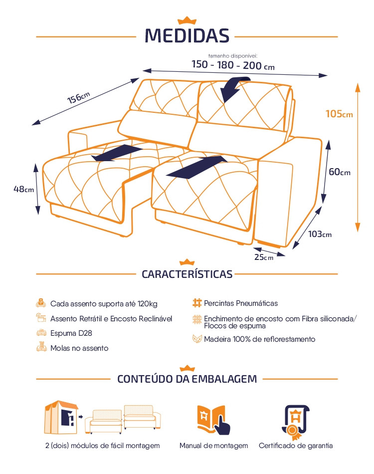 Sofá Retrátil Reclinável Belga Suede Velut Molas no Assento