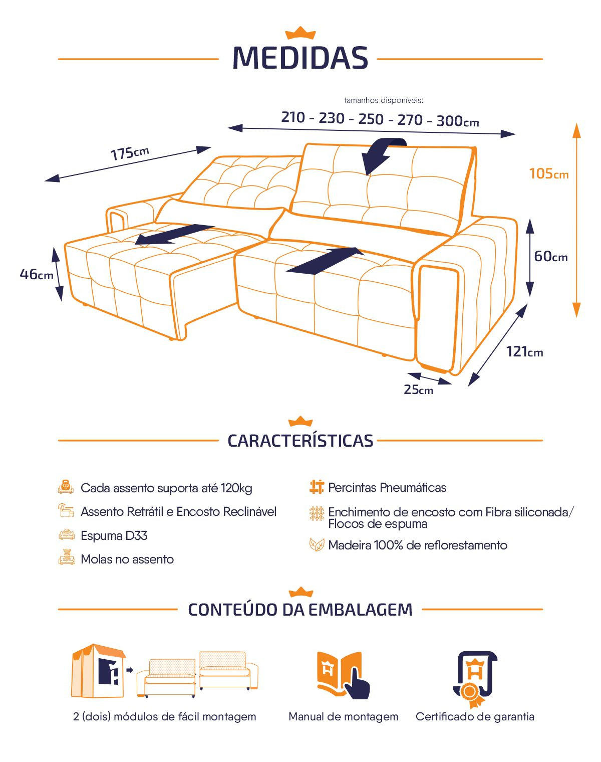 Sofá Retrátil Reclinável Alaska Suede Velut Molas no Assento - King House