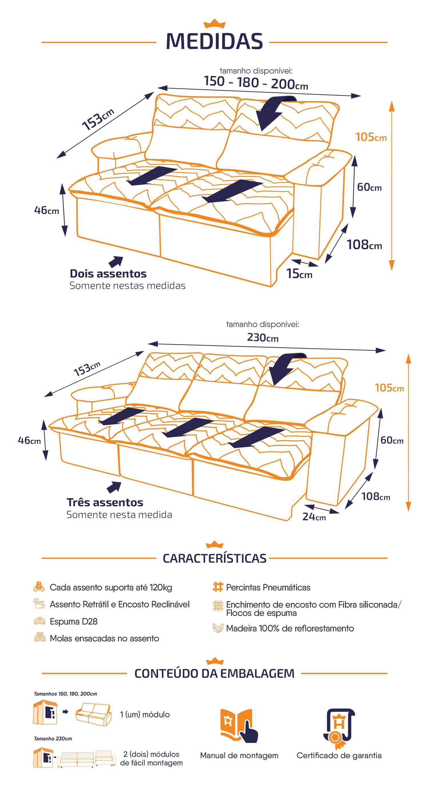 Sofá Retrátil Reclinável Paris Suede Velut Molas Ensacadas - King House