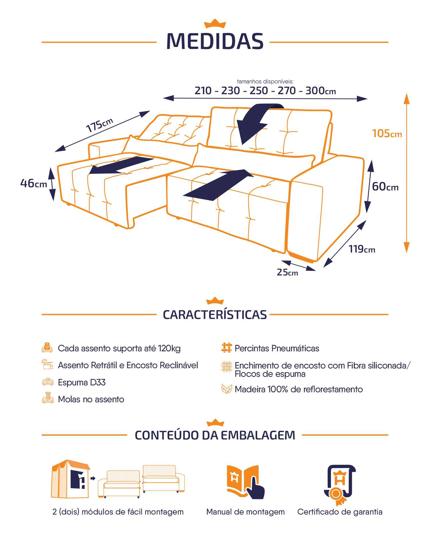 Sofá Retrátil Reclinável Montebello Suede Velut Molas no Assento - King House